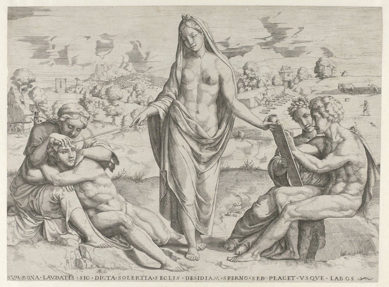 El ingenio premia la diligencia y castiga la pereza de Cornelis Bos (attributed to)