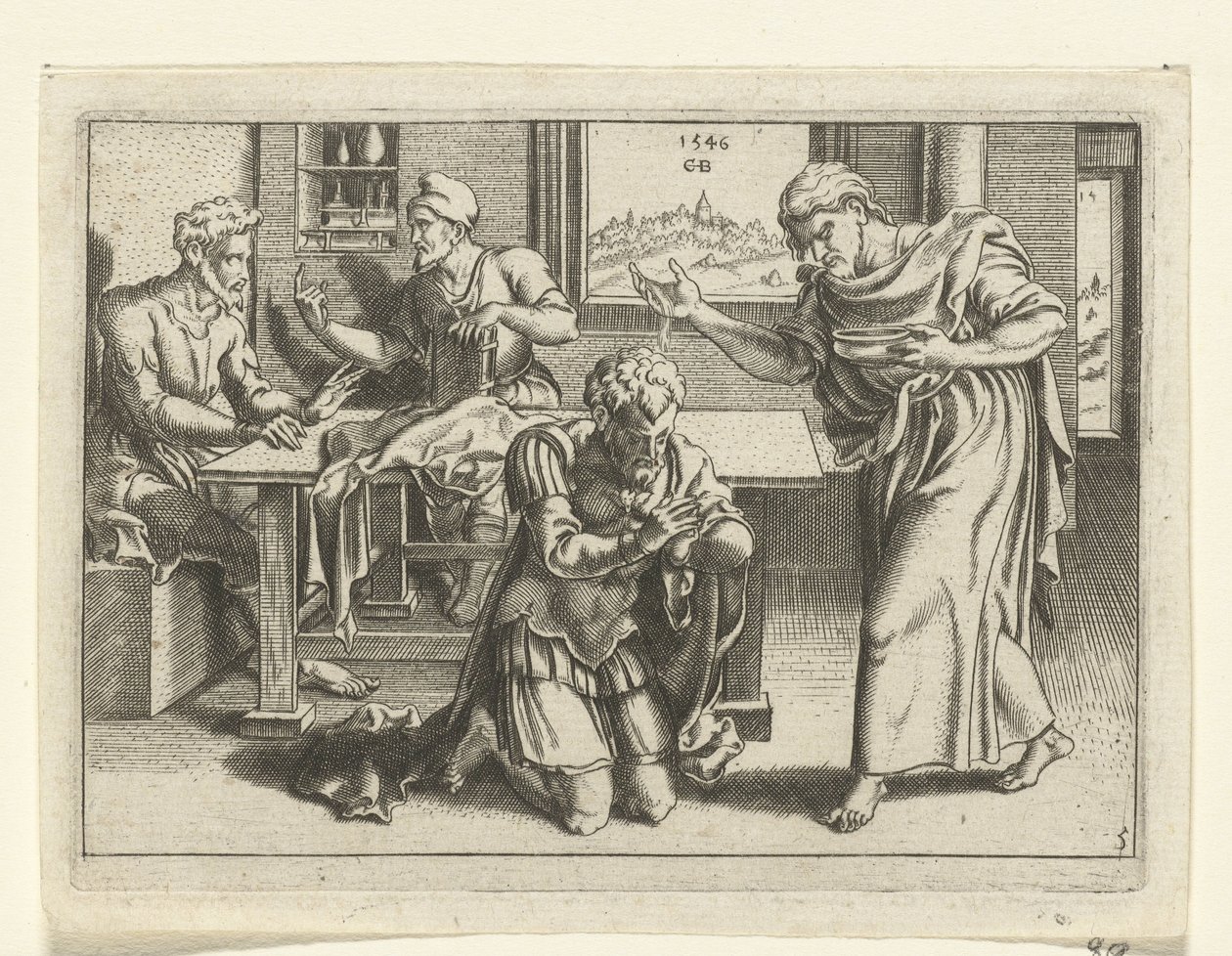 Ananías bautiza a Pablo La vida de Paul (título de la serie) de Cornelis Bos