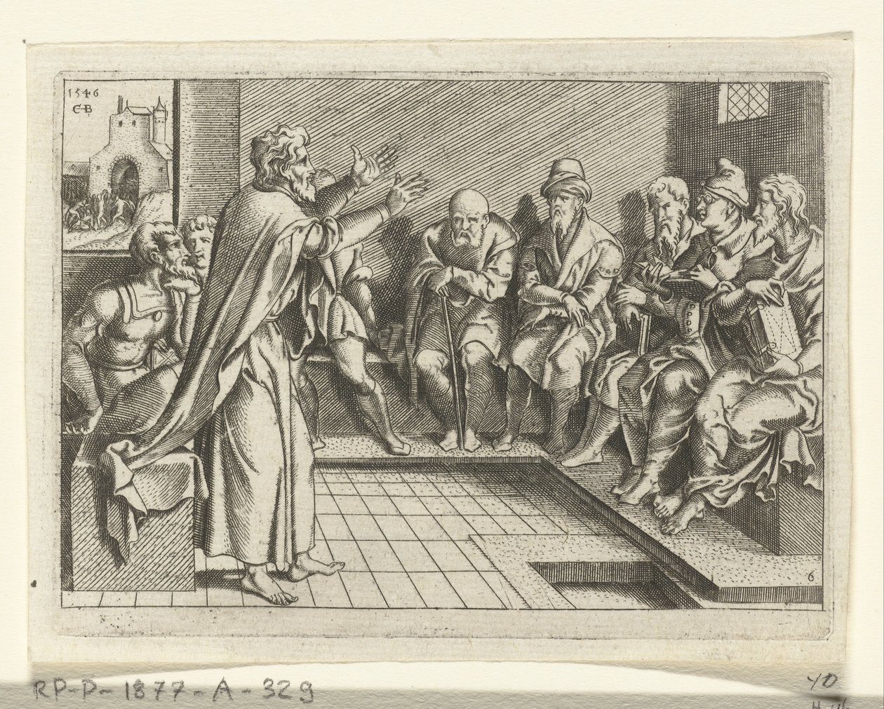 Pablo predica en la sinagoga La vida de Paul (título de la serie) de Cornelis Bos