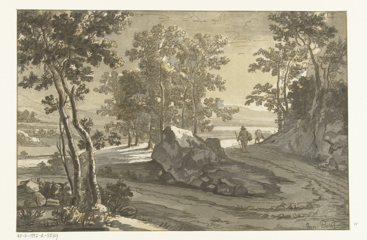 Paisaje boscoso con pastor de Cornelis Brouwer