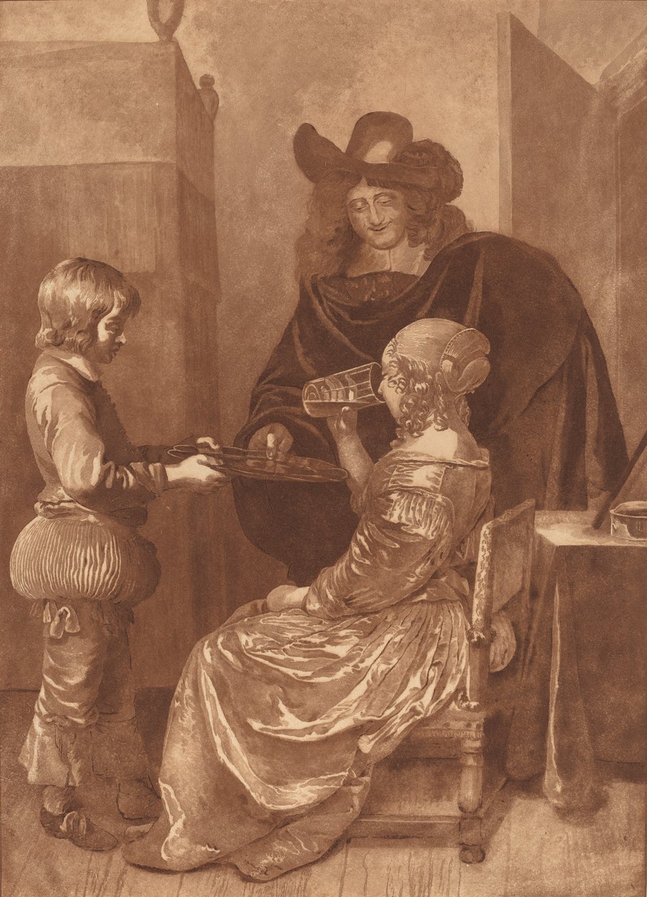 Caballero y dama con un paje, 1779, publicado 1781 de Cornelis Brouwer
