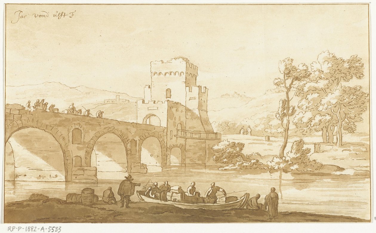 Ponte Molle cerca de Roma de Cornelis Brouwer