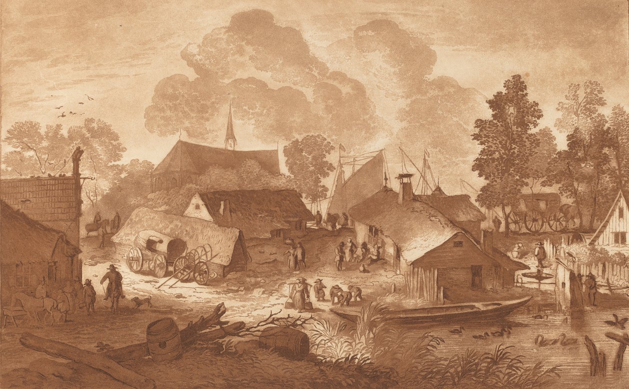 Pueblo con Estanque, c. 1782 de Cornelis Brouwer