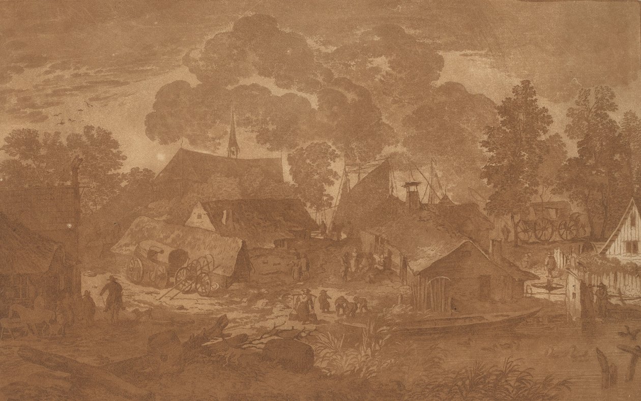 Aldea con estanque de Cornelis Brouwer