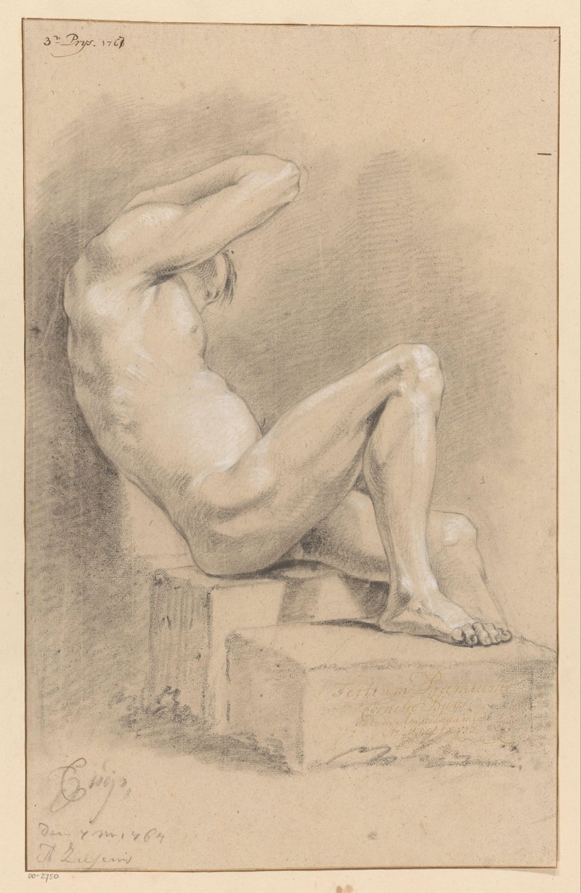 Desnudo masculino sentado, vista lateral (3er premio 1767) de Cornelis Buys