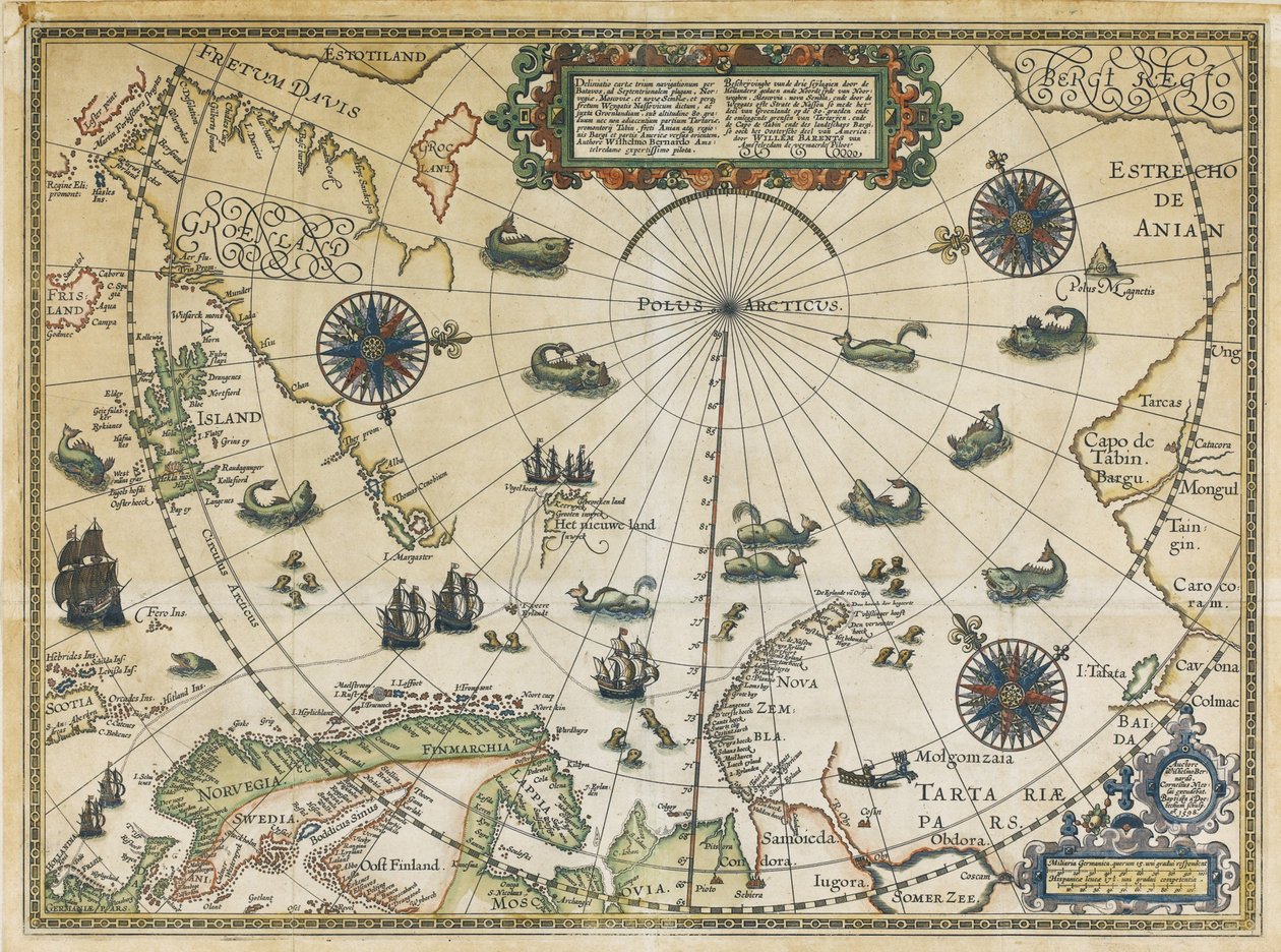 Mapa del tercer viaje de Willem Barentsz, 1598 de Cornelis Claesz