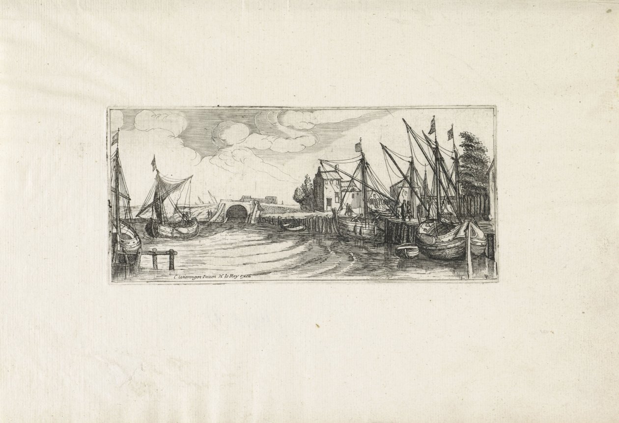 Vista de un puerto con cerradura Paisajes (título de la serie) de Cornelis Claesz van Wieringen (possibly)