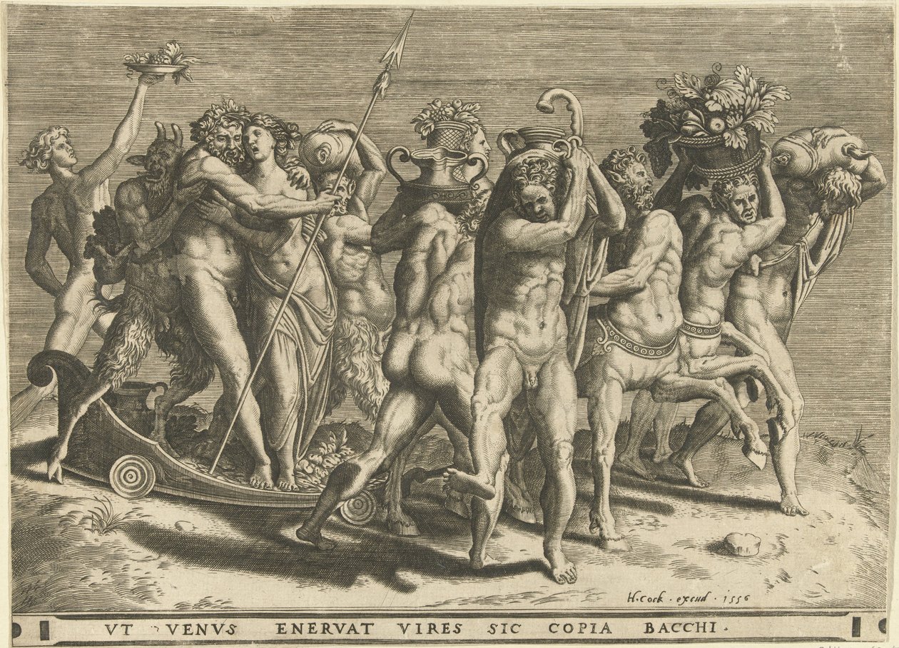 Baco y Venus en un carro tirado por centauros de Cornelis Cort (rejected attribution)
