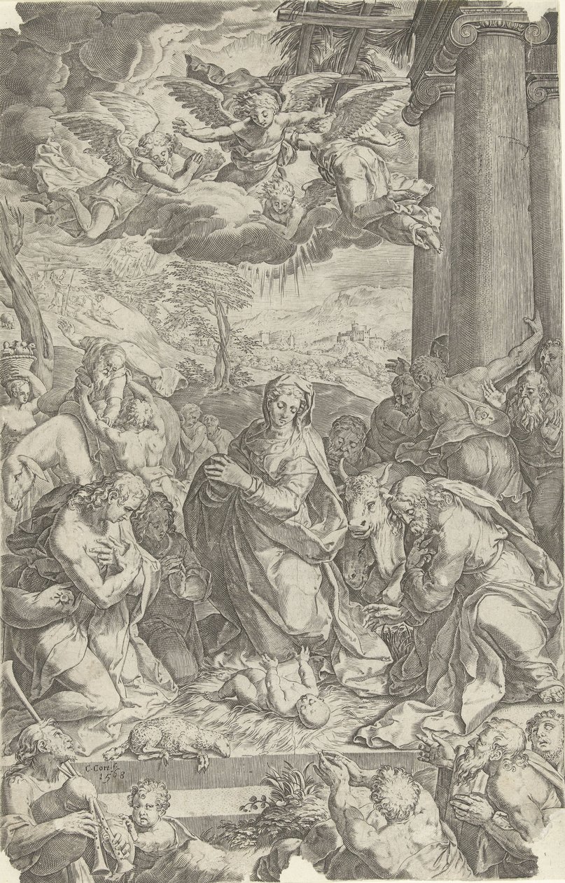 Adoración de los pastores de Cornelis Cort