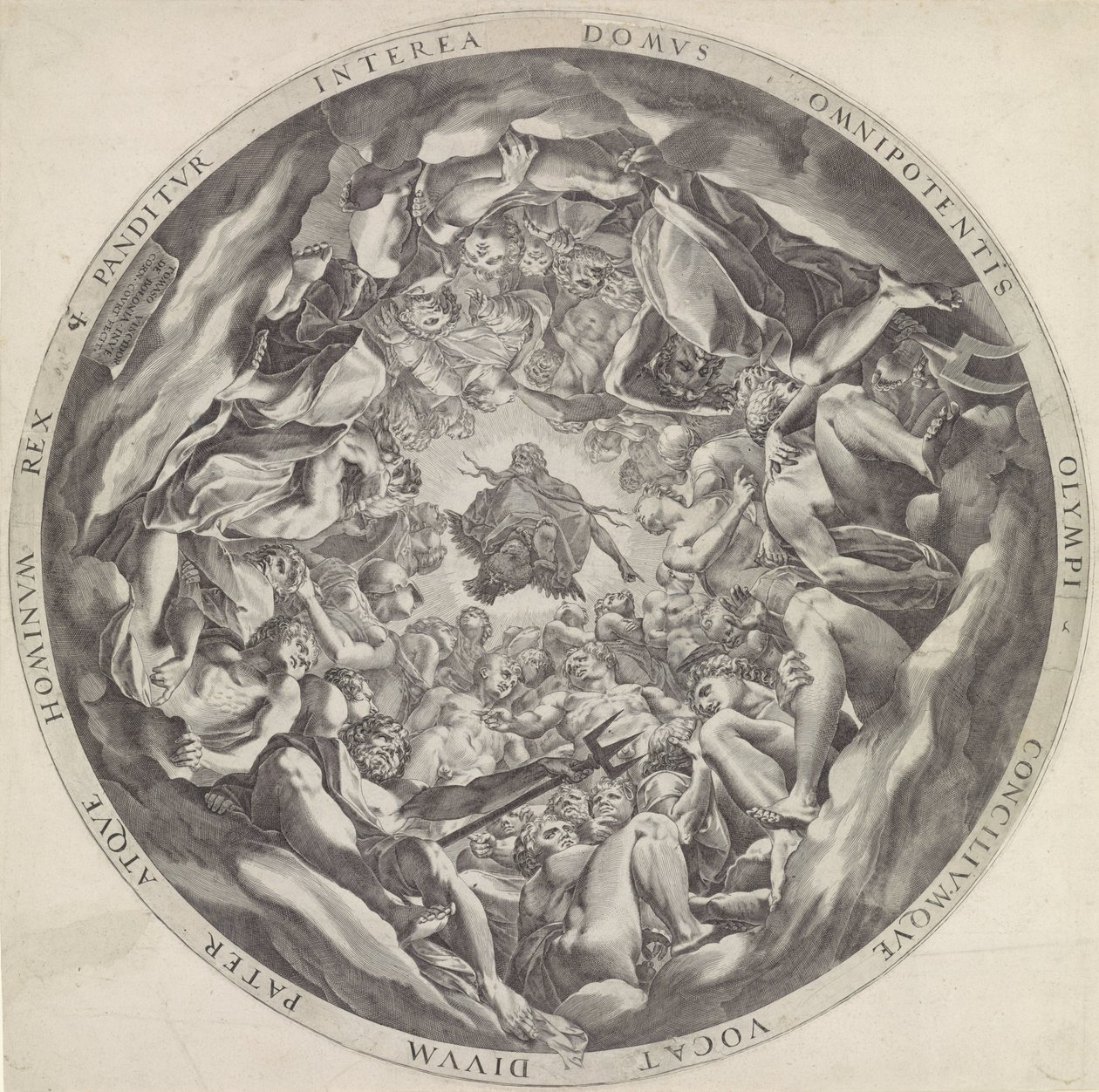 Reunión de los dioses en el Olimpo de Cornelis Cort