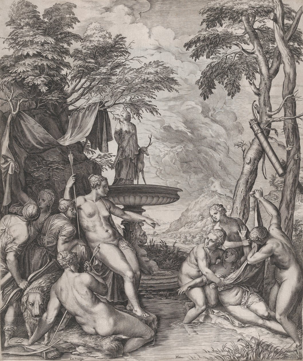 Diana descubriendo el embarazo de Calisto de Cornelis Cort