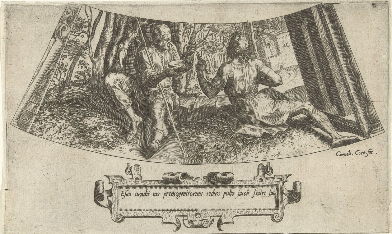 Esaú vende su primogenitura La historia de Jacob y Esaú (título de la serie) de Cornelis Cort