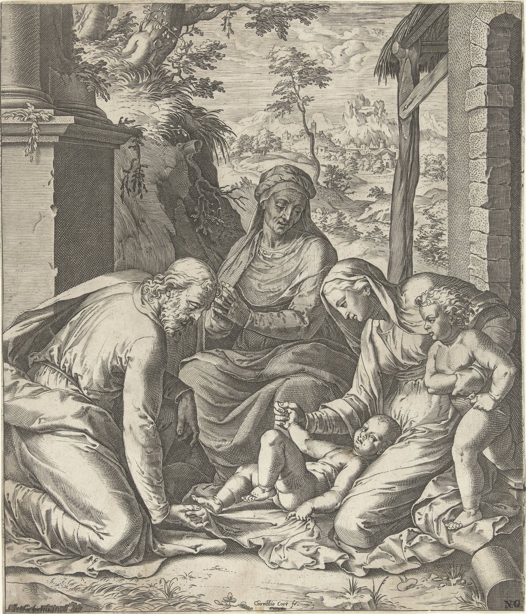Sagrada Familia con Ana y Juan Bautista de Niño de Cornelis Cort