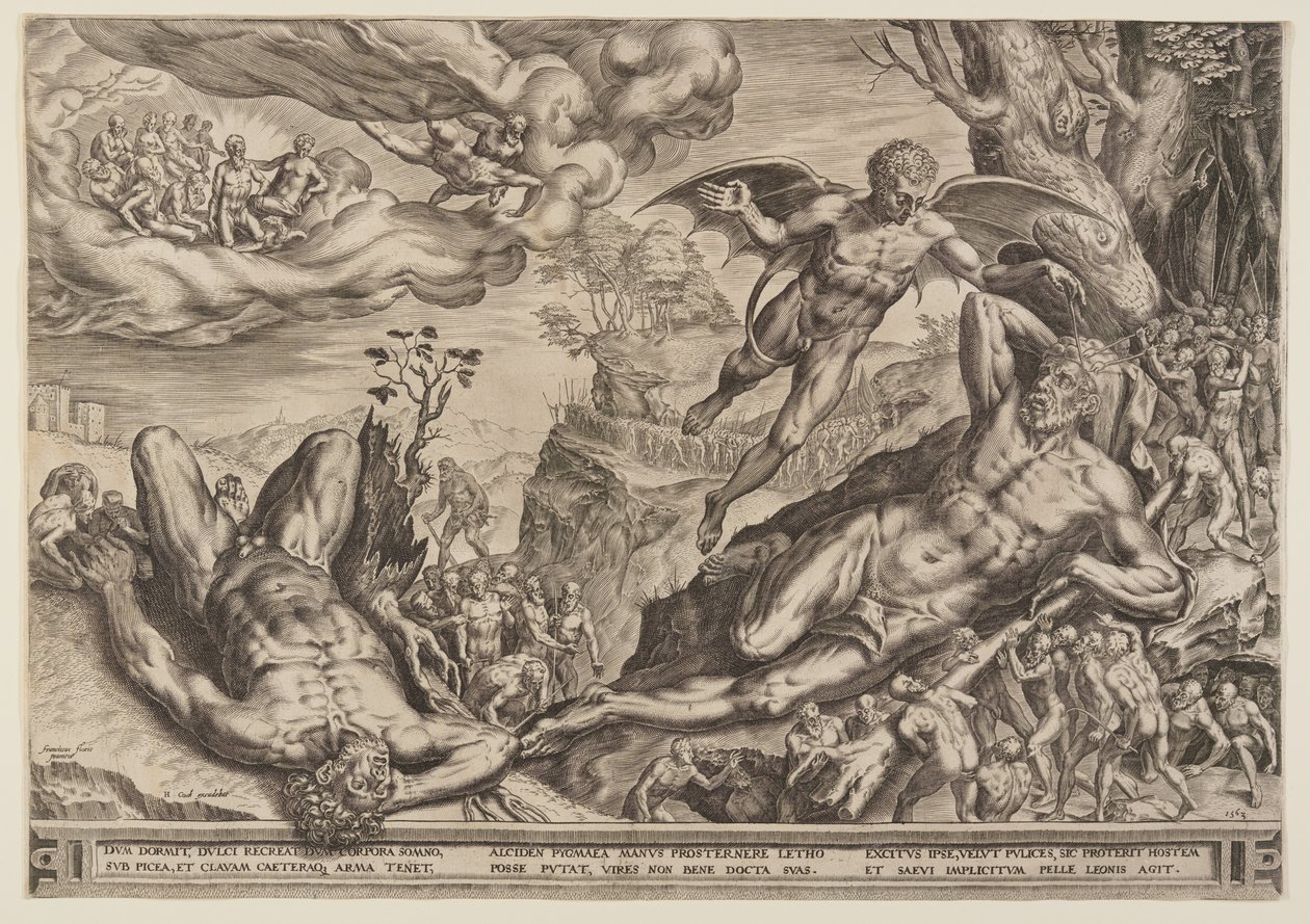 Hércules asediado por pigmeos de Cornelis Cort