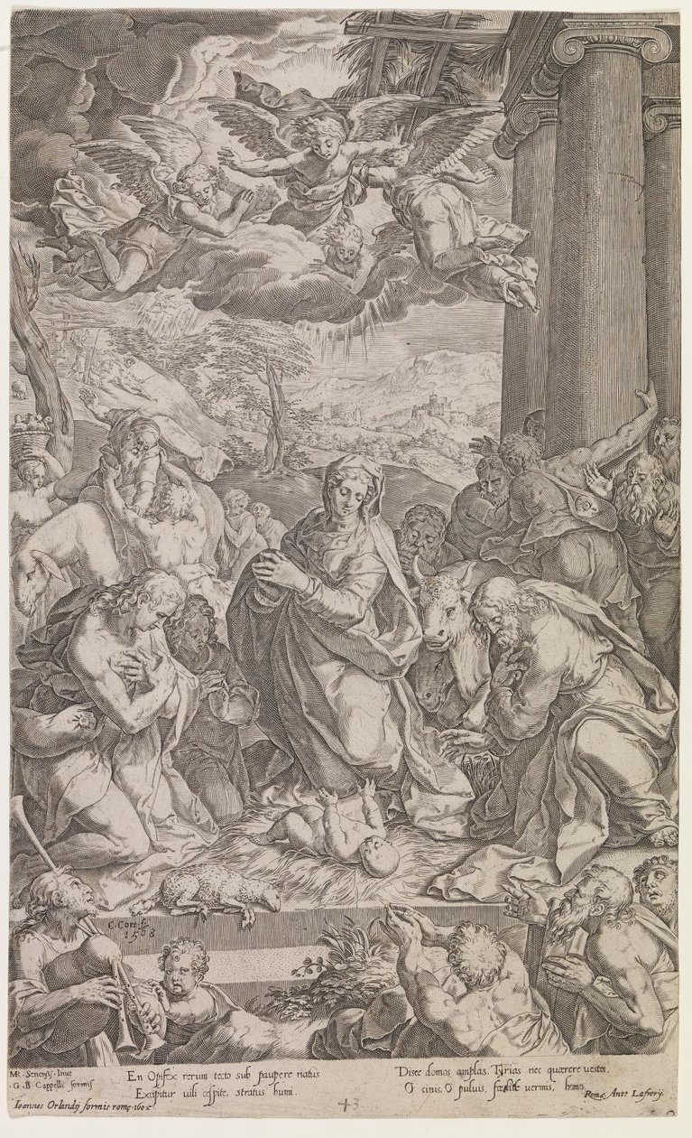 La adoración de los pastores de Cornelis Cort