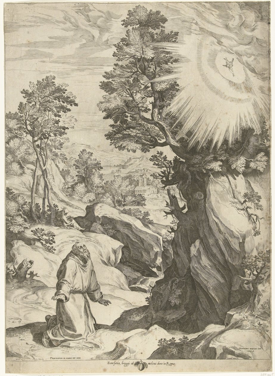 Paisaje con la visión de San Francisco de Asís de Cornelis Cort