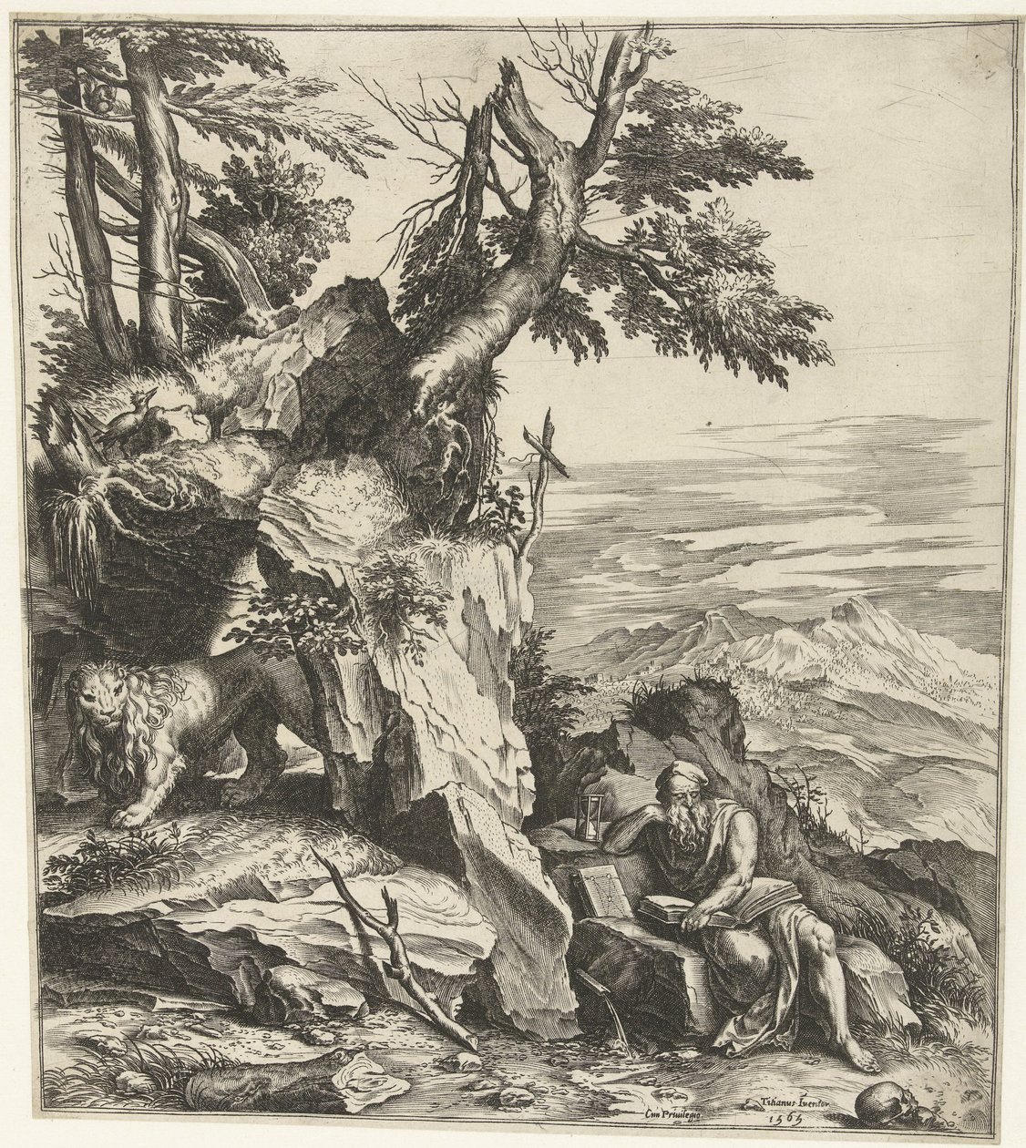 Paisaje con lectura Hieronymus de Cornelis Cort