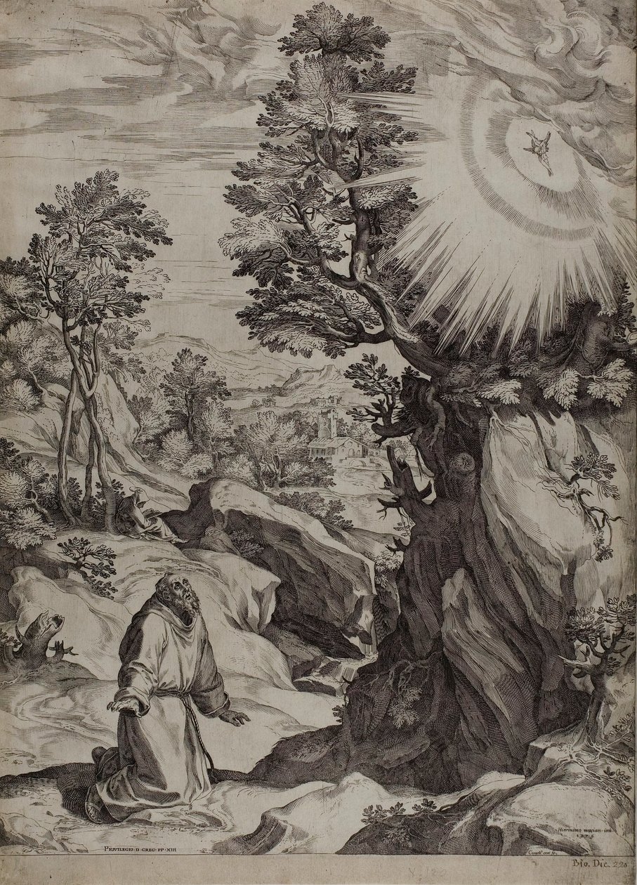 San Francisco penitente en un gran paisaje de Cornelis Cort