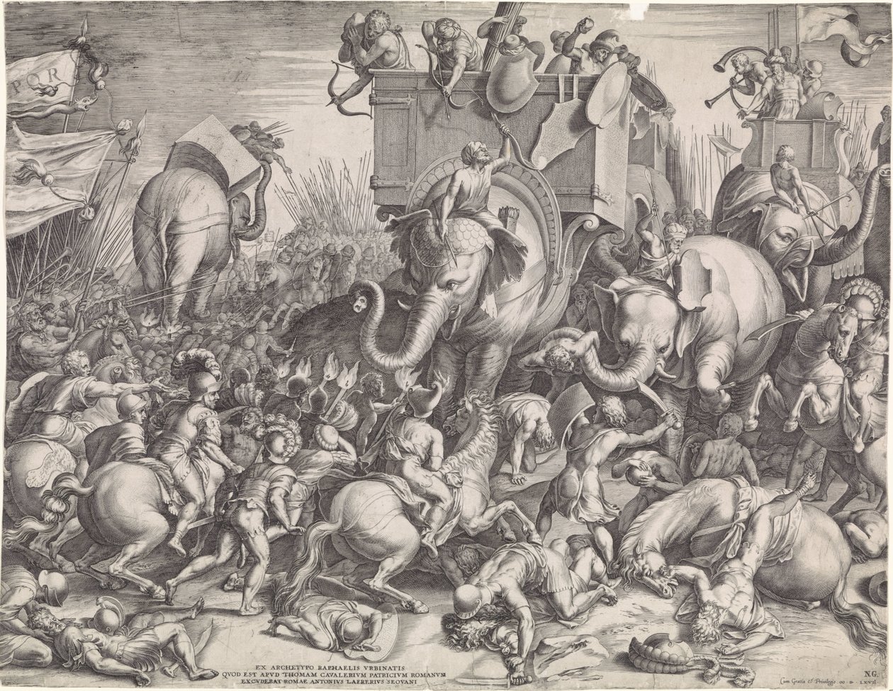 Batalla de Zama entre Escipión y Aníbal de Cornelis Cort