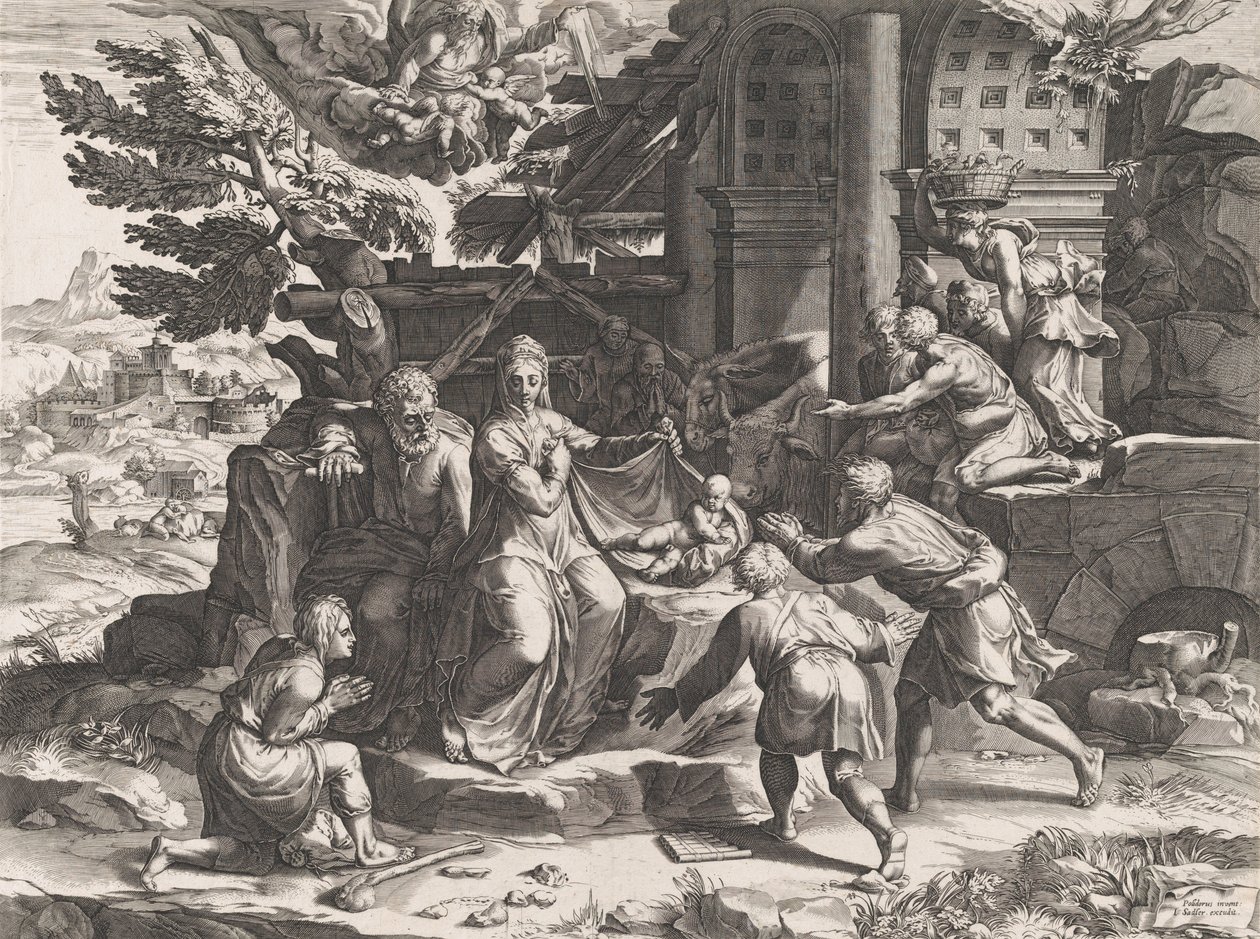 La adoración de los pastores de Cornelis Cort
