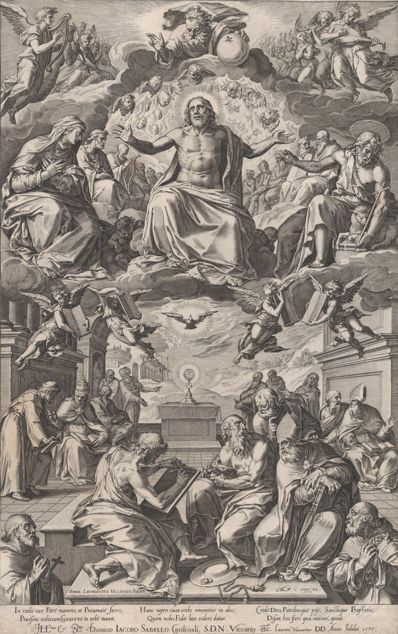 La disputa de los Padres de la Iglesia sobre el Santísimo Sacramento de Cornelis Cort