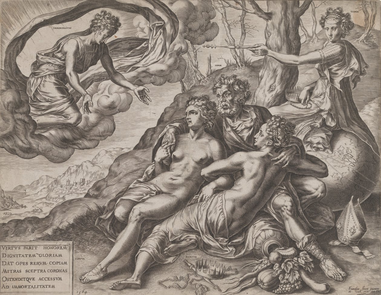Las recompensas inmortales de la virtud, 1564 de Cornelis Cort