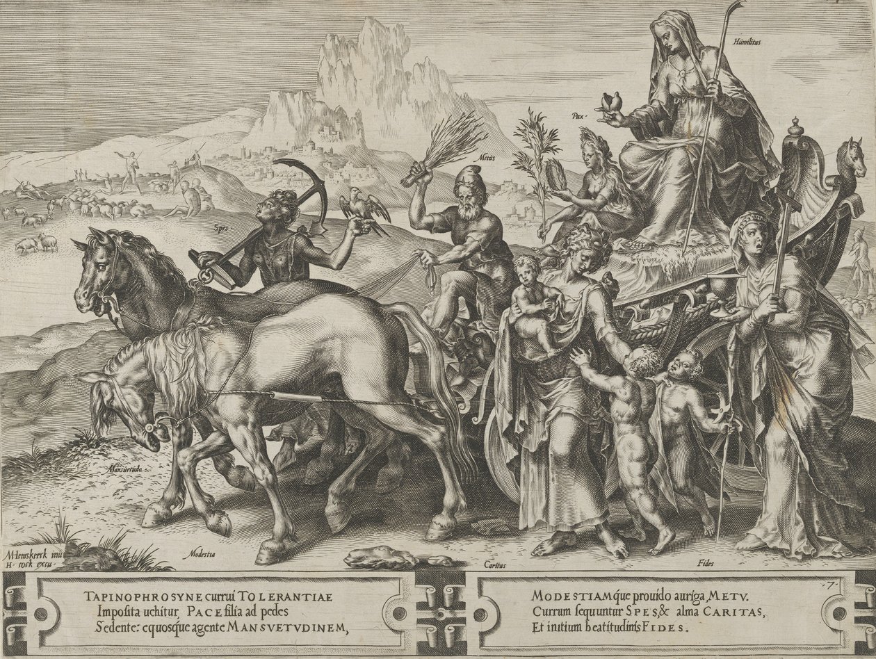 El Triunfo de la Humildad, del Ciclo de las Vicisitudes de los Asuntos Humanos, lámina 7, 1564 de Cornelis Cort