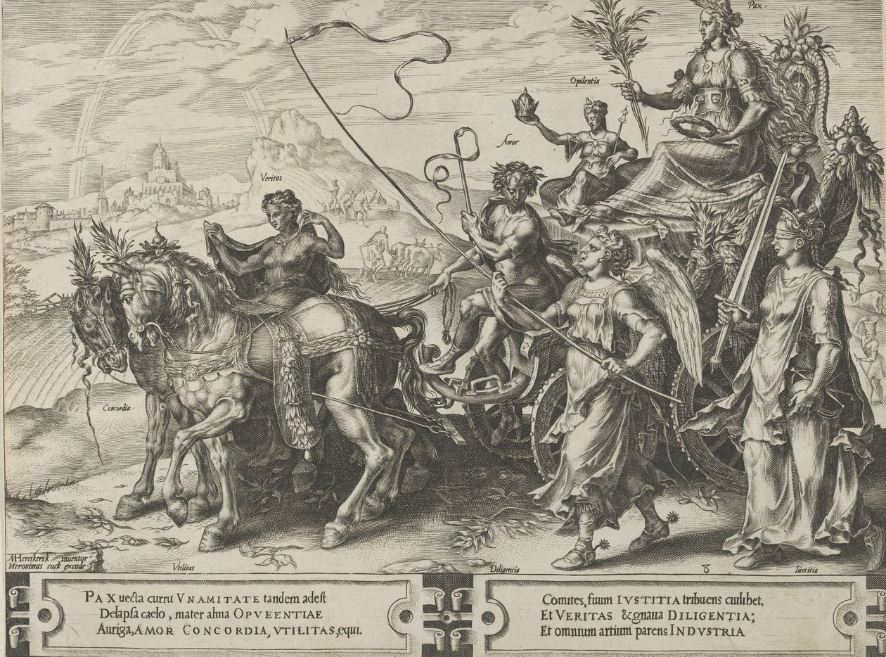 El triunfo de la paz, del Ciclo de las vicisitudes de los asuntos humanos, placa 8, 1564 de Cornelis Cort