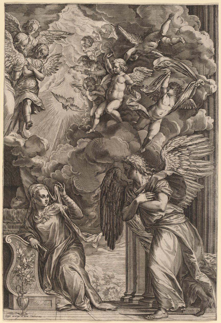 La Anunciación de Cornelis Cort after Titian