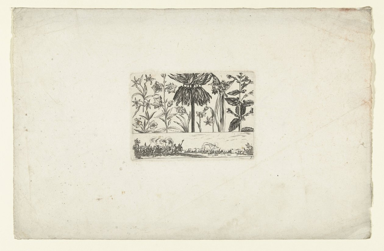 Fila de flores sobre el paisaje Flores y paisajes (título de la serie) de Cornelis Danckerts (I)