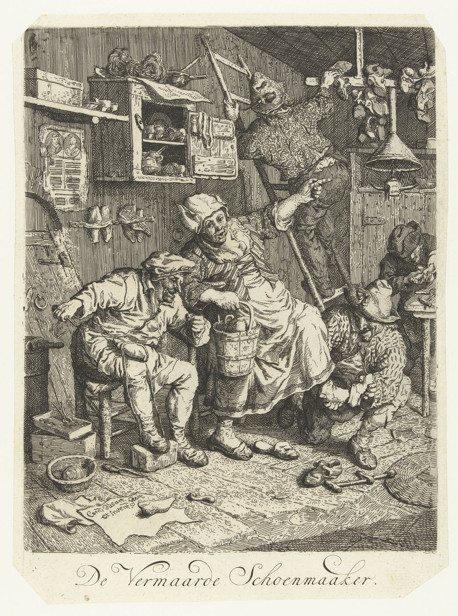 El renombrado zapatero El famoso zapatero (título sobre el objeto) de Cornelis Dusart