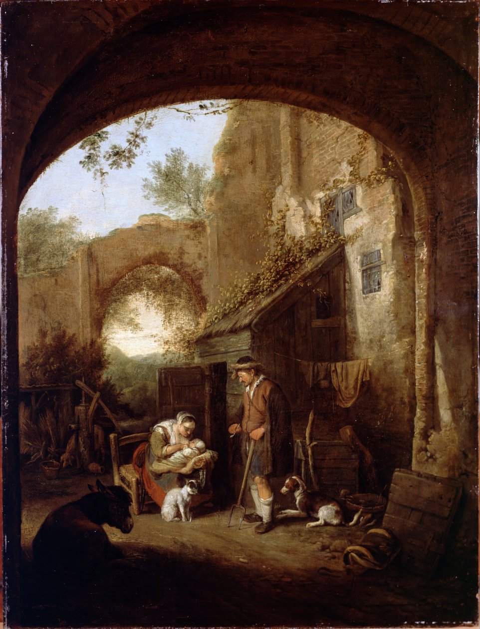 Figuras en el Patio de un Edificio Antiguo de Cornelis Dusart