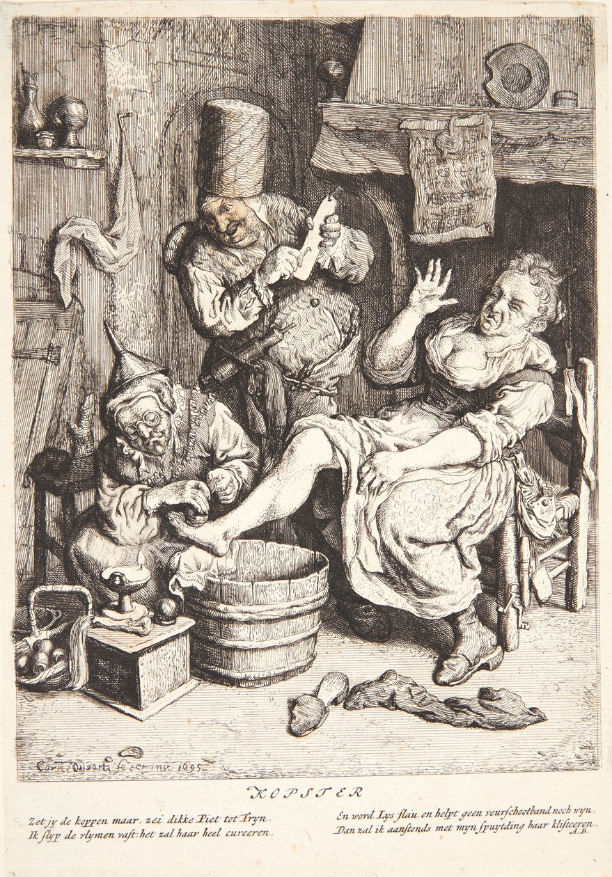 Mujer tratada con ventosas de Cornelis Dusart