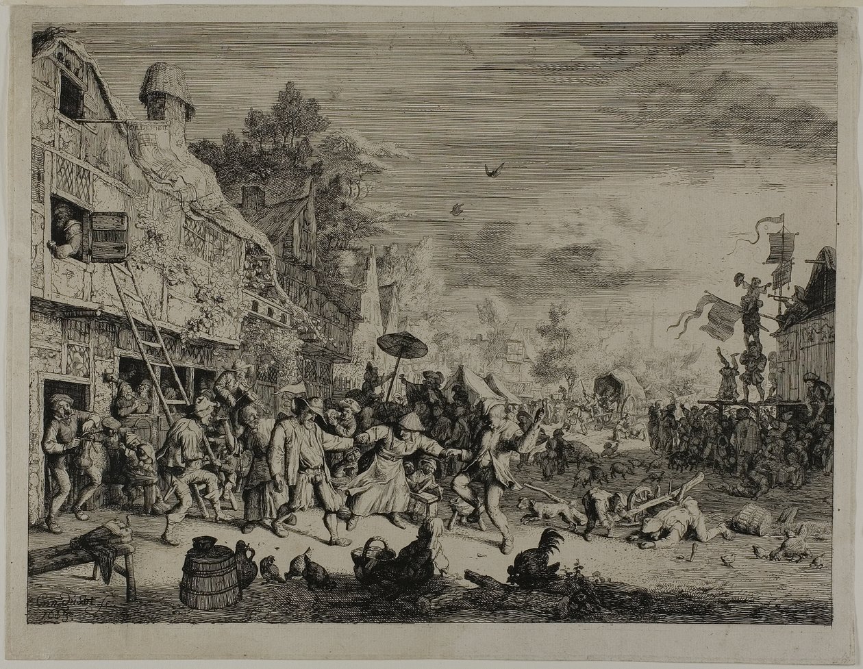 El festival del pueblo de Cornelis Dusart