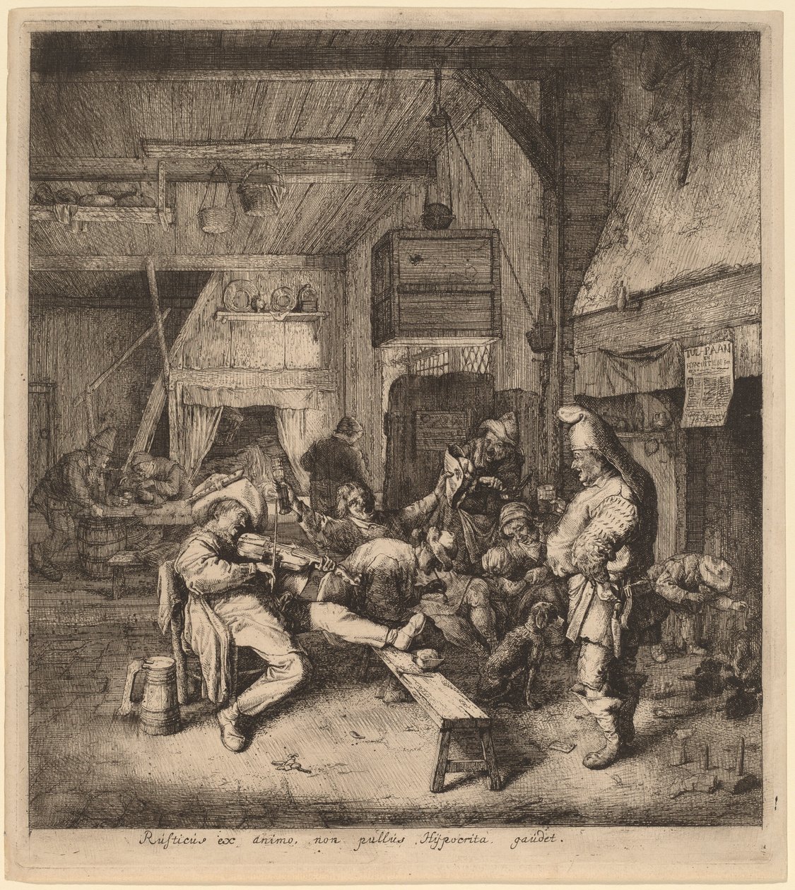 Violinista sentado en una taberna de Cornelis Dusart