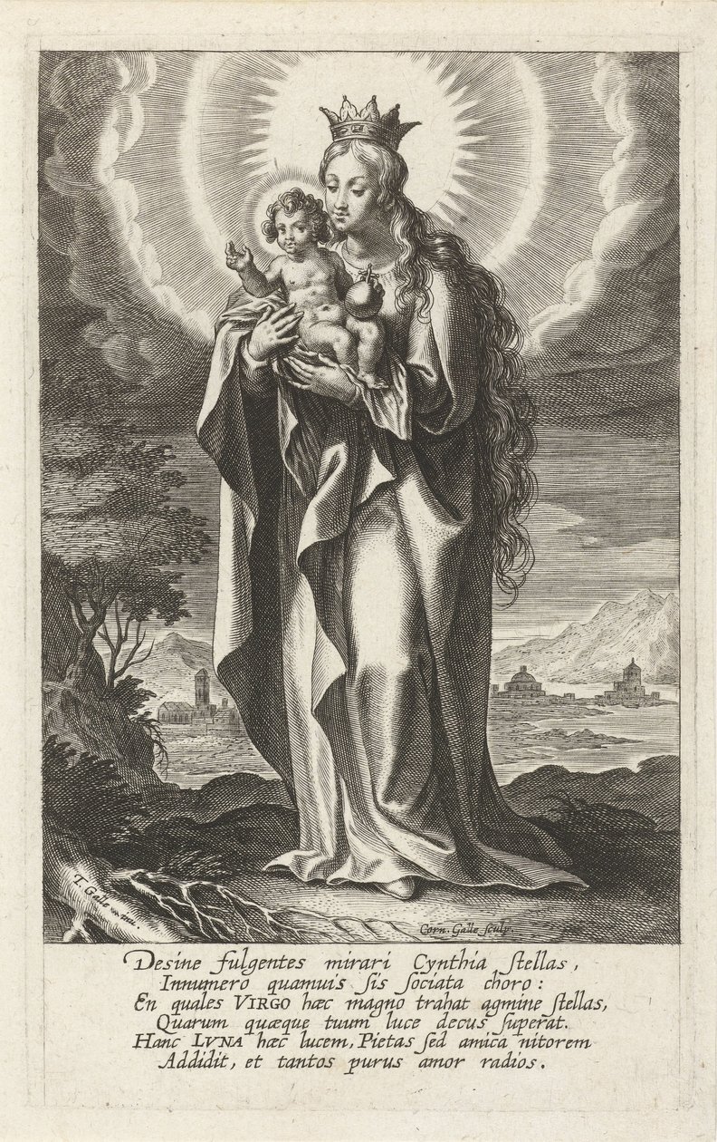 María coronada con el niño de Cornelis Galle (I)