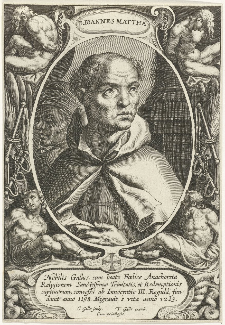 H. Juan de Matha
B. Ioannes Mattha (título en el objeto)
Fundadores de órdenes religiosas (título de la serie) de Cornelis Galle (I)