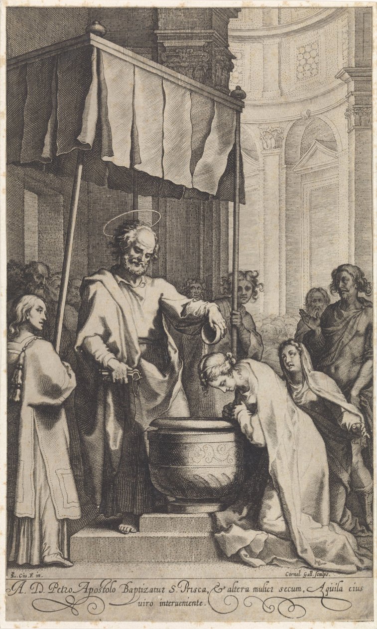 Pedro bautiza a Santa Prisca de Roma de Cornelis Galle (I)