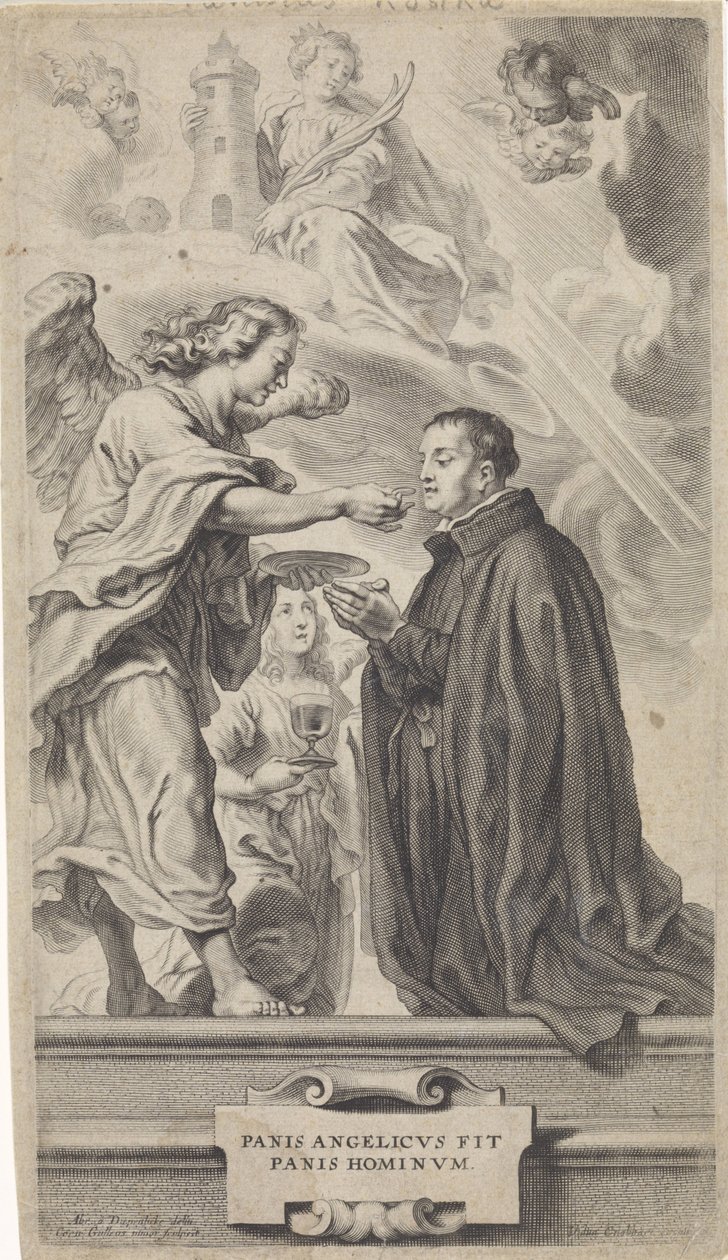 Comunión de San Estanislao Kostka (?) con un ángel de Cornelis Galle (II)