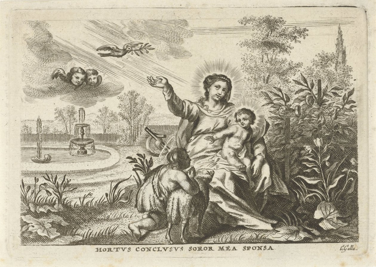 María conoció a Kind y Johannes de Doper en Hortus Conclusus de Cornelis Galle (II)