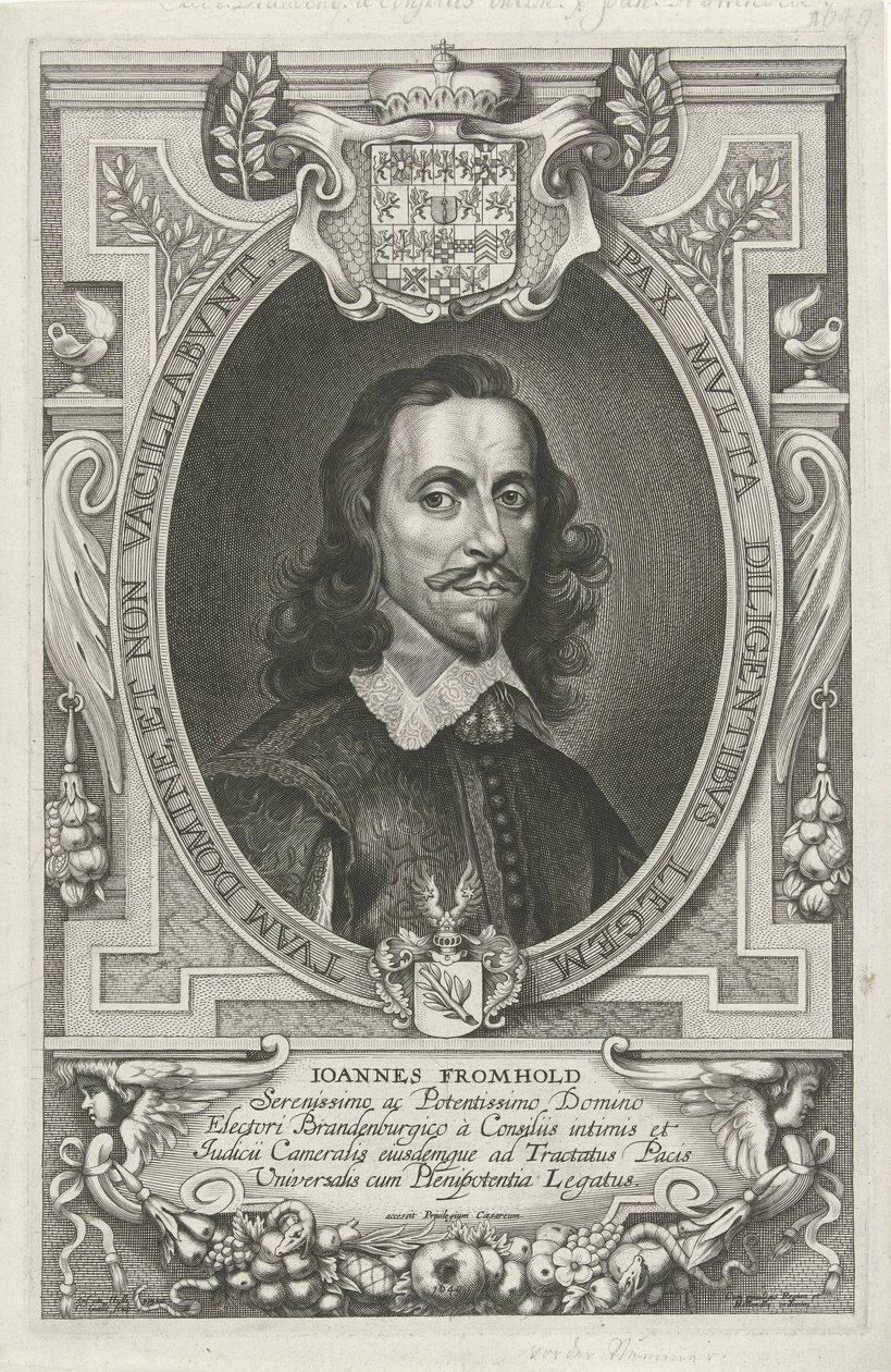 Portret de Johann Fromhold Los más famosos embajadores del nombre cristiano para pacificar el mundo, el Monasterio y Osnabruga (...) (título de la serie) de Cornelis Galle (II)