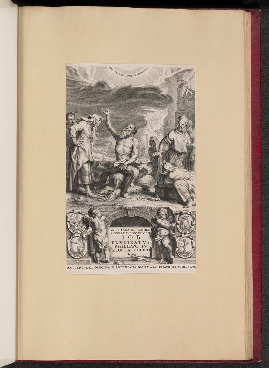 Página de Título para Balthasar Cordier, Iob Elvcidatvs de Cornelis Galle II after Abraham van Diepenbeeck