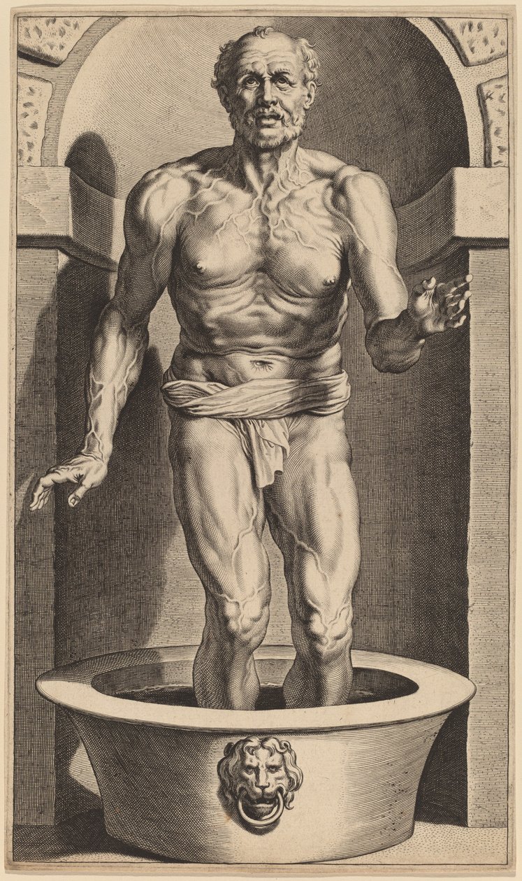 Séneca de pie en el baño de Cornelis Galle I after Sir Peter Paul Rubens
