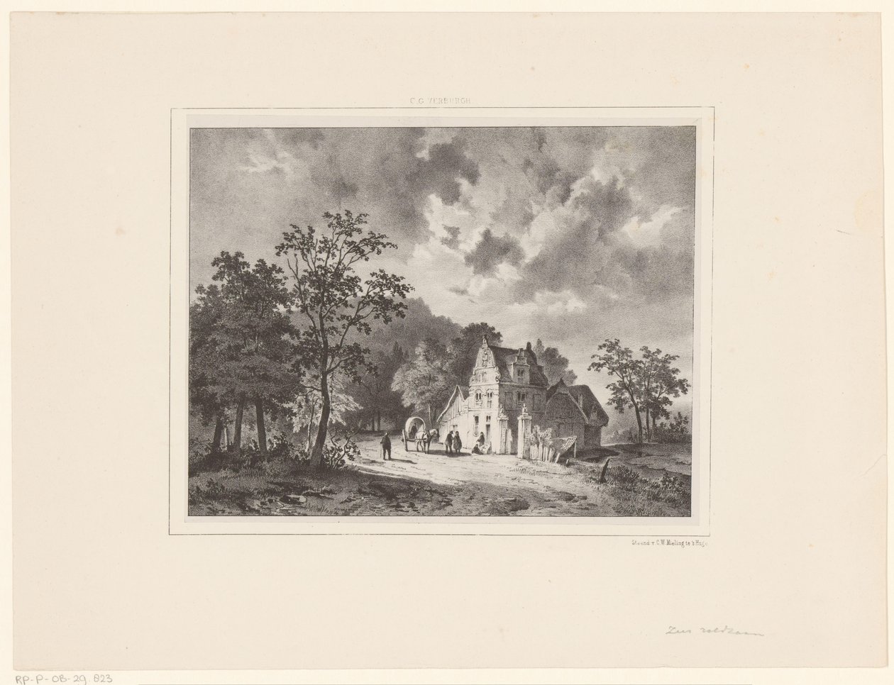 casa en paisaje de Cornelis Gerrit Verburgh