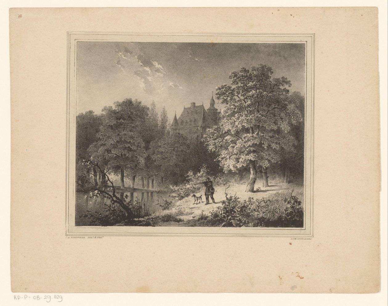 cazador en un bosque de Cornelis Gerrit Verburgh