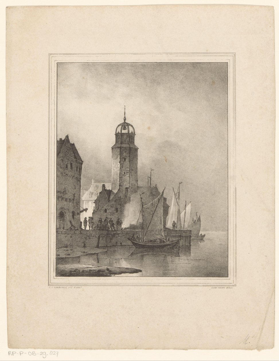 Muelle de veleros en la ciudad de Cornelis Gerrit Verburgh