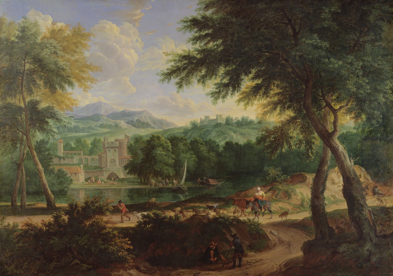 Paisaje con un rebaño de ovejas de Cornelis Huysmans