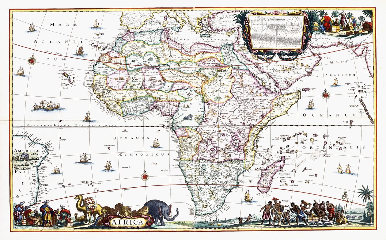 Mapa de África, c.1696 (grabado coloreado a mano) de Cornelis III Danckerts