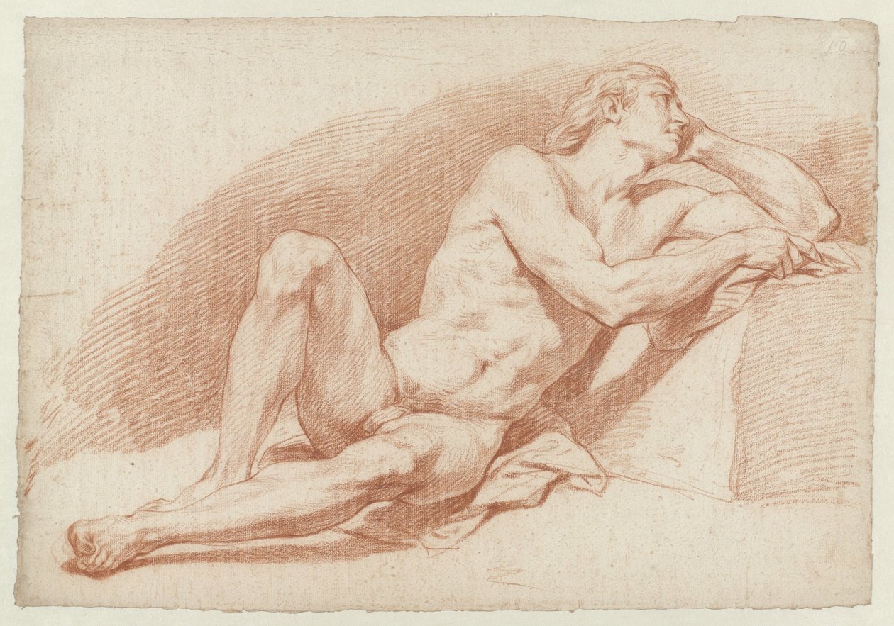 Desnudo masculino sentado y con apoyo de Cornelis Joseph d