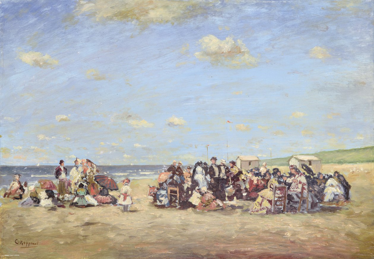 En la playa (óleo sobre tabla) de Cornelis Koppenol